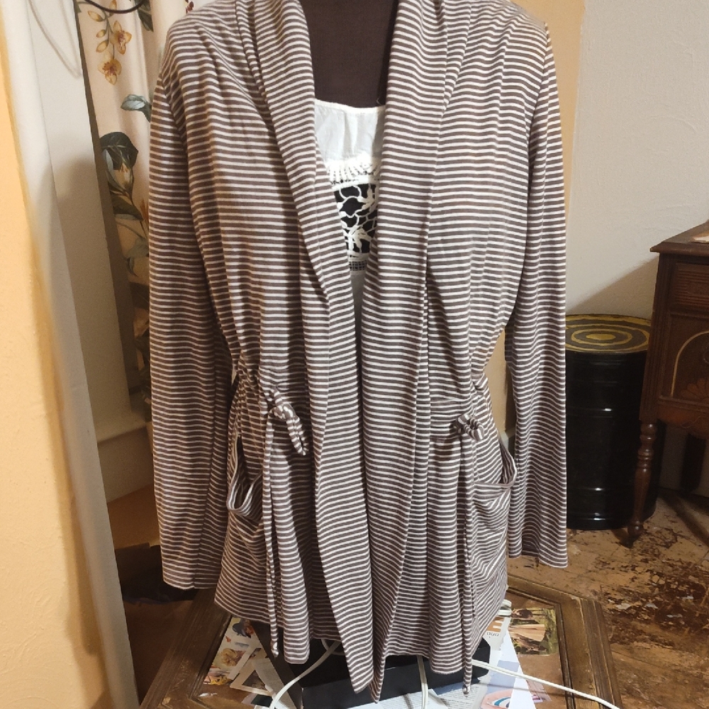 Striped Brown and White Cardigan